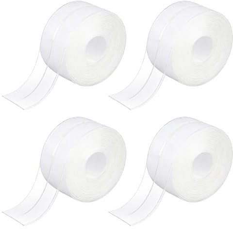Tbintul 4 Rotoli Nastro Sigillante Impermeabile,Trasparente Sigillante Autoadesivo Nastro per Bagno Doccia Cucina Lavello(3.2m*3.8cm)