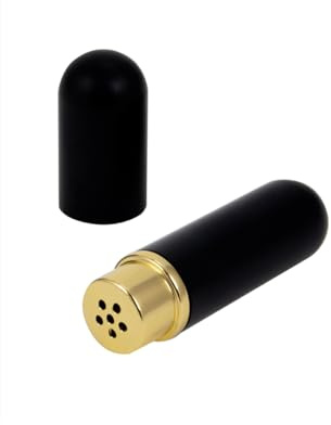Inalatore di Poppers portatile in alluminio nero – Flacone discreto, impermeabile, formato tascabile, riutilizzabile, compatto e resistente, accessorio per aromi liquidi