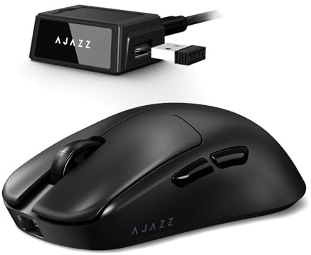 ZIYOU LANG x A.JAZZ AJ159V2MC Wireless Gamer Mouse Swappable Dual Batteries | 54g Superlight Tri-Mode Rechargeable Gaming Mouse for PC/Laptop/Mac, PAW3311 24000 DPI Precision, 1000Hz, Black