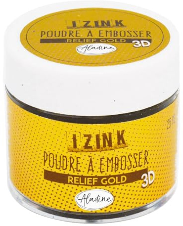 Aladine Izink Gold Embossing-Pulver mit 3D-Effekt, für Scrapbooking und kreative Karten, Relief, goldfarben, 25 ml