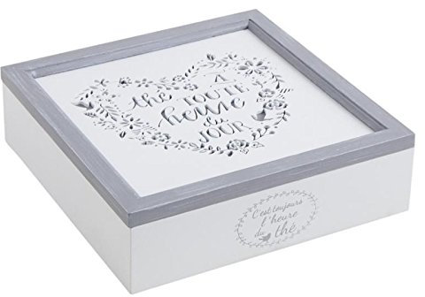 Caja de té de madera blanco 9 compartimentos