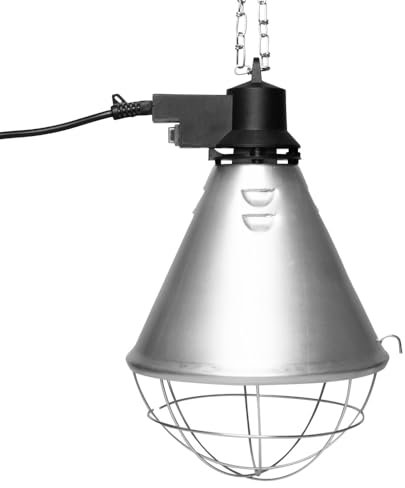 NCC-Licht Lampe d’élevage, chauffante, avec panier de protection, câble et fiche, 5 m de câble, interrupteur économique
