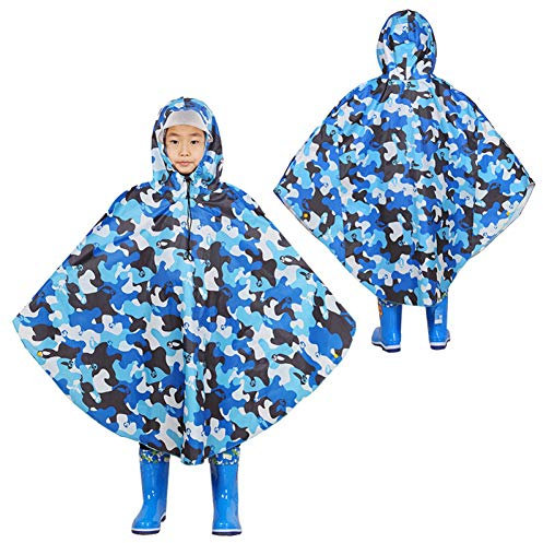 FACAI Kinder Poncho Fahrrad Poncho Fahrrad Elektroauto Rücksitz Grundschüler Lose Pullover Regenmantel Mittlere Kinder Können Schultaschen Tragen,H-XL