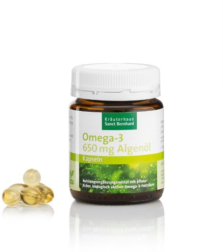Sanct Bernhard Omega-3-Algenöl-Kapseln | Vegan | 650 mg pflanzliches Omega-3-Öl | 60 Kapseln