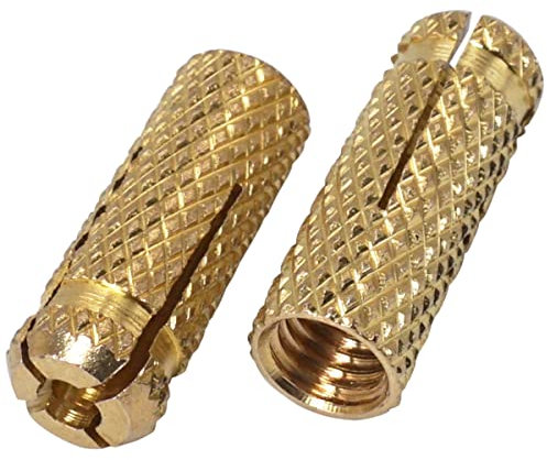 SKIR'CO (100 piezas) Anclajes de latón M8 x 28 mm, funda de perno, tacos de pared de expansión, anclaje de hormigón de mampostería