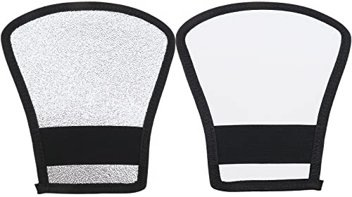 Create idea 2 x Blitz-Diffusor, zweiseitig, Silber-weiß, Reflektor mit Gummiband, Biegung, Blitzreflektor für jeden Kamera-Blitzkopf mit normaler Größe