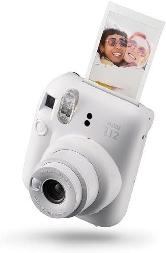 Instax Mini 12 Cámara instantánea, con autoexposición y Lente selfi incluida, Clay White