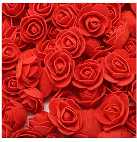 Yurosiay 500 Stück Künstliche Blumen Rosen Mini Schaumrosen Künstliche Rosenköpfe Mini Rose Deko Ohne Stiel Gefälschte Rosen Schaumrosen für DIY Rosen Bär Handwerk Brautstrauß Rot