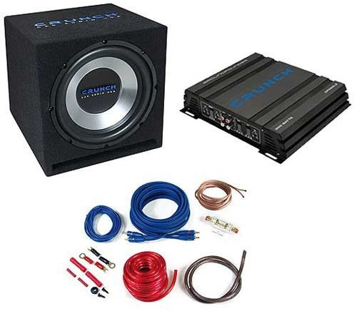 Crunch CBP500 - Basspaket mit einem 30cm Subwoofer + 2-Kanal Verstärker fürs Auto - 300mm Bassbox mit 500Watt Endstufe und Strom Anschlusskit 10mm² Stromkabel