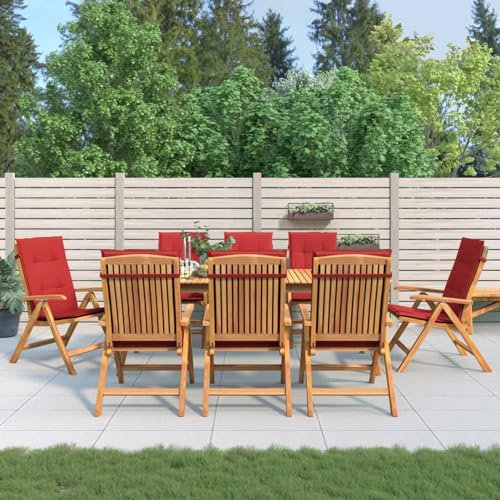 BaraSh Gartenstühle mit Auflagen 8 STK. Massivholz Teak GartenmöBel Set Holz Outdoor-Loungesessel
