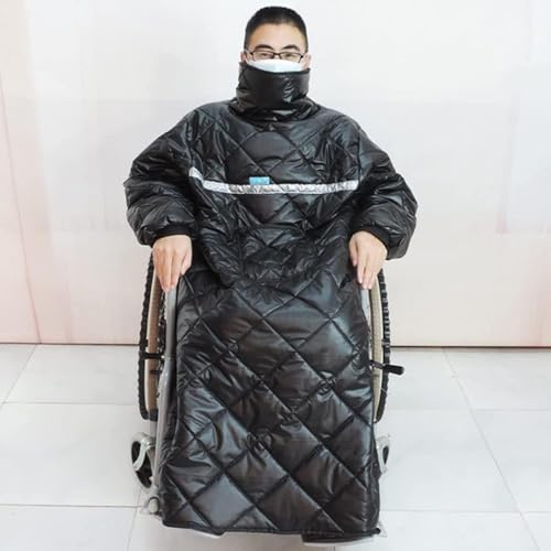 ZENFEKU Wheelchair Warmer Cover Blanket,Waterproof Windproof Winter Wheelchair Full Body Warm Blanket - Adult Size, Wearable Cosy Cover with Sleeves, Ideal Rain Cover for Wheelchair Users