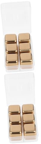 TOPBATHY 2sets Stainless Steel Ice Cube Tray Reusable Cubes for Drinks Stones Cooling Rocks for Liqueurs
