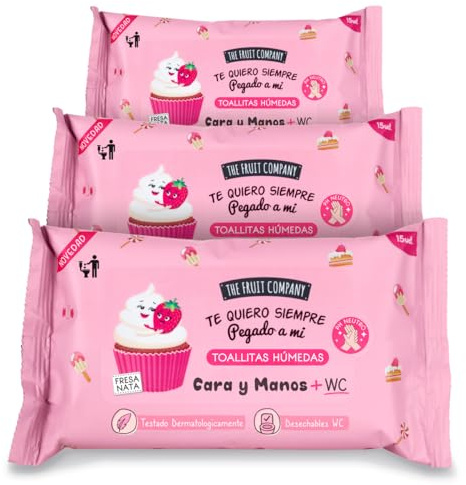 The Fruit Company – Wet Wipes Strawberry Cream Hands and Face Pocket Size Pack of 3