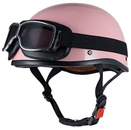 OZXDKJ Retro Motorradhelm, Motorrad Offener Helme, DOT/ECE-Zulassung Motorrad Halbhelme, Mit Schutzbrille Motorrad Jethelm, Herren Damen Motorrad Open Face Helme Für Cruiser Chopper,L(54-58CM),DD