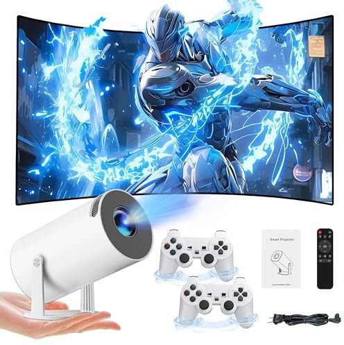 Y5S Mini Proyector y Juego 64G,Incorporado 10000 Juegos 3D,1280 * 720P,Giratorio 180°,4K Retro Videojuego Proyector con 2 Mandos Inalámbricos,Salida HD,5G WiFi y Bluetooth,Android 11,hogar,Oficina