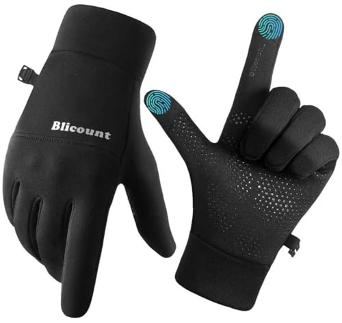 Blicount Gants pour hommes et femmes - Gants de course chauds et antidérapants - Gants de vélo compatibles écran tactile - Gants de sport d’hiver pour le vélo, la course, la randonnée, la conduite