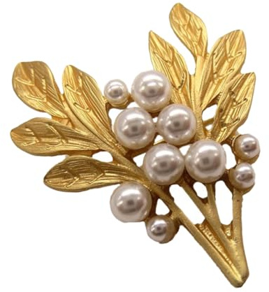 VERDANVERSE Broche Orchidée En Alliage Perle D'imitation, Broche Fleur Féminine, Accessoire Bijou Pour Femme, Usage Quotidien Et Fête, Finition Élégante Et Détails Feuilles Délicates