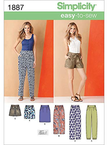 Simplicity 1887Dambyxor och kjolar, papper, vit, K5 (8-10-12-14-16)