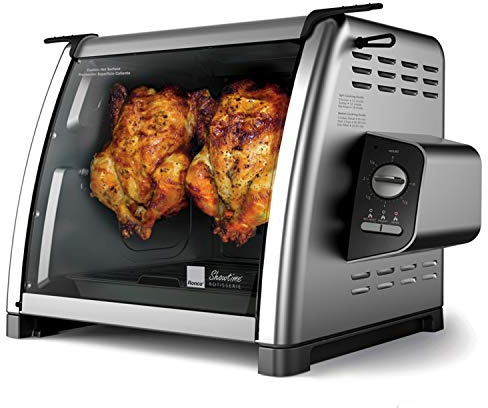 Ronco Showtime Large Capacity Rotisserie & BBQ Oven Modern Edition, Simple Switch Controls, Silicone Door Tie, Perfect Preset Rotation Speed, Self-Basting, Auto Shutoff, Includes Multipurpose Basket