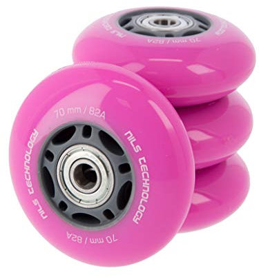 Nils Extreme PESPORT Roller Blade Räder mit Lager ABEC7-4er- Pack Indoor-/Outdoor-Rollschuh-Räder – 82A – 72x24 Rosa