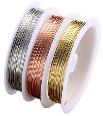 Schmuckdraht, 24 Gauge, anlaufgeschützt, Kupferdraht, flexibles Metall, künstlerischer Blumendraht für Schmuckherstellung, Bastelbedarf (Gold, Silber, Roségold)