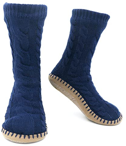 Vihir Hüttensocken Herren & Damen Winter, Dicke Pantoffel Socken, Rutschfeste Hausschuh Socken, Weiche Stoppersocken, Slipper Socken, Warme Hüttensocken Winter Weihnachtssocken Geschenk 1 Paar