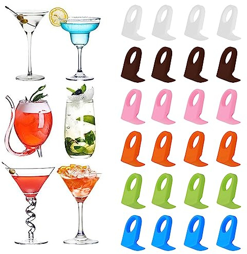 Yauhar 20Pcs ABS Drink Clips Assortment Set, Plastic Clips Margarita Beer Wine Holder Bottle Cocktail Snaps for Schooner & Goblet Glasses in Bar Home Christmas Party (Random Color)