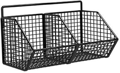 MagiDeal Panier de rangement en fil métallique, étagère murale suspendue, Organization des fruits et légumes, armoire de garde-manger, bac en métal pour, Double Grille