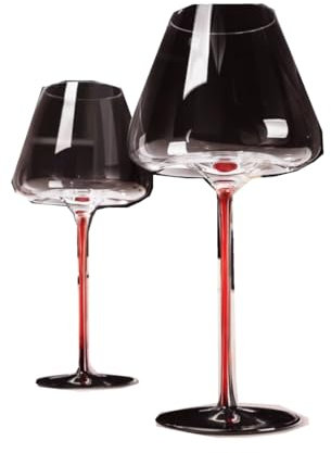 UNITTO Red Rod Alto Bicchiere di Vino Grande Borgogna Vetro Home Set Net Red Crystal Glass Large Belly Wine Glass 2 Set