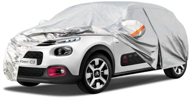 Kayme Bâche Voiture Étanche Respirante Compatible avec Citroen C3 (2002-2025), 6 Couches Housse de Protection Voiture Extérieur, Contre Pluie Soleil Poussière avec Zip et Doublure en Coton.
