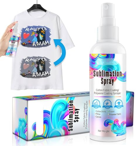 Dyiouxin Sublimationsspray,Sublimation Beschichtungs Spray,100ml Sublimation Coating Spray,für Baumwoll und Polyester Gewebe,T-Shirts,Segeltuchtaschen,Schnell Trocknende Super-Haftung Hochglanz