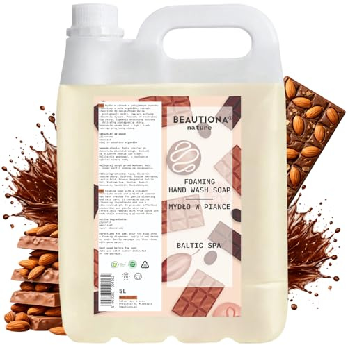 Beautiona Seife 5L: Schaumseife mit Glycerin & Mandelöl, feuchtigkeitsspendend, für Hände & Körper, pH-neutral, 3x effektiver (5 L, Schokolade)