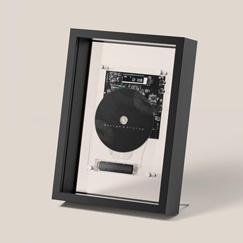 HKFGSHOP Wall Mountable CD Player, Music Decorative Photo Frame with Remote Control, Dual Play Mode - 5.0 Bluetooth+3.5mm AUX Output, Without Speakers, for Home/corridor/Office/Wall Decor