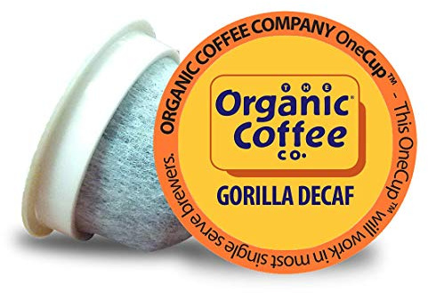 The Organic Coffee Co. Compostable Coffee Pods - Gorilla Decaf (36 Ct) K Cup Compatible including Keurig 2.0, Medium Roast, Swiss Water Processed, USDA Organic