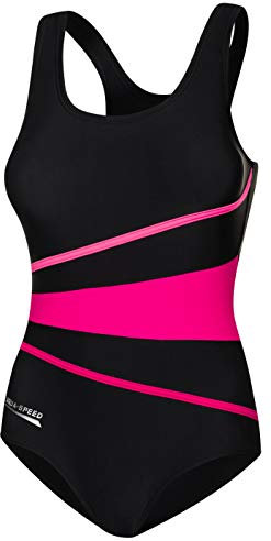 Aqua Speed® Stella Donna Costume da Bagno (36-44 Un Pezzo Soft Cups Elegante Confortevole Protezione UV, Colore:Black/Red;Taglia:40