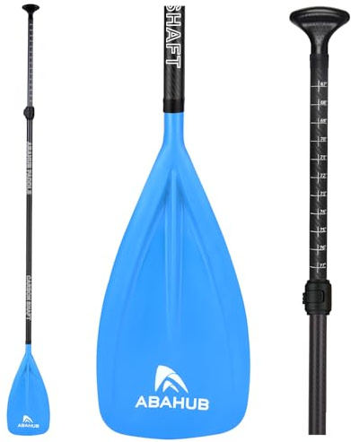 Abahub 1 x 3 Section Carbon Fiber SUP Paddle, Adjustable 67''-86'' Stand Up Paddle Lightweight Carbon Shaft, Blue Plastic Blade + Paddle Bag