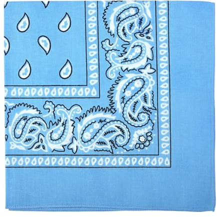 Motique Accessories 22 Inch Cotton Paisley Bandana, Light Blue
