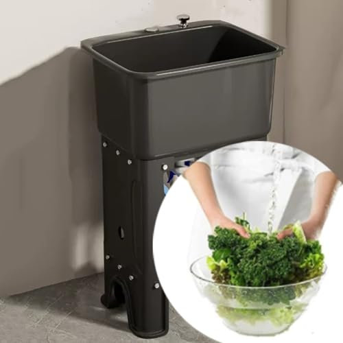 NILZA Lavabo di Utilità con Accessori Mobile Lavandino da Esterno, Lavello da Cucina Portatile Lavandino Esterno, Lavatoio da Giardino in Plastica (Color : Black, Size : No Tap 40x40cm)