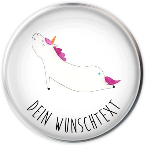 Mr. & Mrs. Panda Personalisierter Waschbecken Stöpsel Einhorn Yoga - Personalisierte Geschenke, Badstöpsel mit Namen, Waschbeckenstopfen selbst gestalten, Abflussstöpsel, individuell gestaltbar, Sport