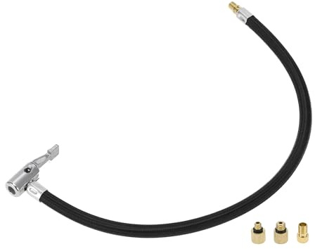 A ABSOPRO Tubo De Extensión Para Inflador Negro 1 Set Duradero | Nylon Y Metal, Negro Y Dorado, Conexión Rápida, Resistente A La Corrosión, Incluye 3 Adaptadores De Rosca