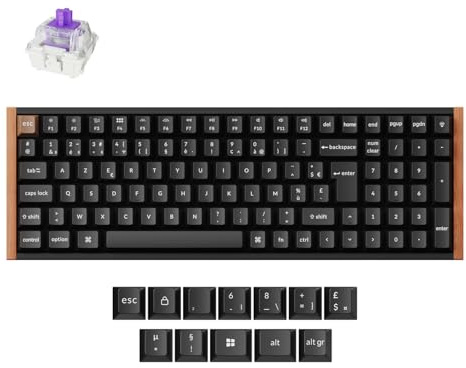 Keychron K4 HE Clavier Mécanique sans Fil, Disposition 96%, 2,4 GHz/Bluetooth/Filaire, Commutateurs Magnétiques Gateron, Programmable QMK pour Mac/Windows/Linux, Cadre en Bois– Noir (Disposition FR)