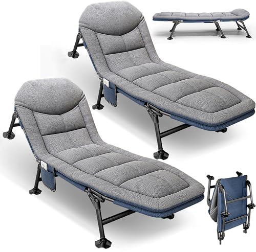 Cama de camping plegable extra ancha, tumbona de camping plegable, ligera, 190 x 65 x 30 cm, ajustable en 6 posiciones, tumbona para carpa, cama de camping, cama plegable de hasta 150 kg, para