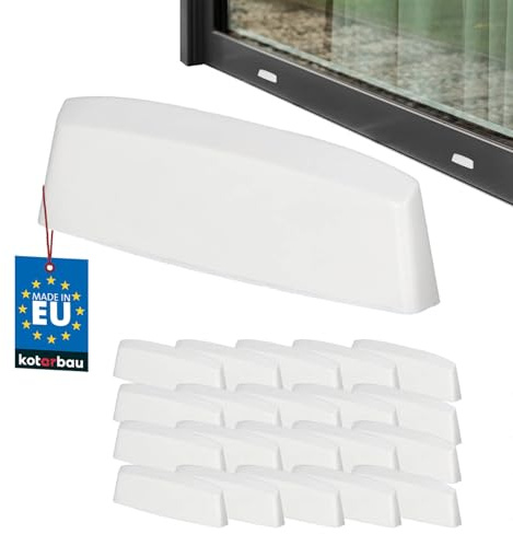 KOTARBAU® 20er Set Wasserschlitzkappen - Fensterabflusslochkappen - 36 mm - ASA-Kunststoff - Weiß - Fensterentwässerung - Entwässerung - Fenster PVC - Schutz - Abdeckung