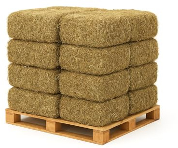 Pallet DE 12 Unidades DE Alpaca de Hierba Seca 10kg Aprox. Seca y Natural de los prados Gallegos. Ideal para Animales domesticos. Conejos, cobayas, ovejas,Caballos... Lecho para Animales.