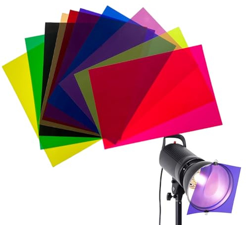 Filtre de lumière gel correcteur - PVC A4 | Feuilles de cellophane colorées avec feuilles transparentes multicolores de 10 pièces - Papier créatif créé translucide - Transparence colorée Šheets |