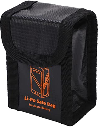 Juqrelith Battery Safe Bag, Fireproof Explosion Proof, Black, Lightweight Protection Case for Avata Batteries - Durable Storage, Heat, Safe Flight Guarantee