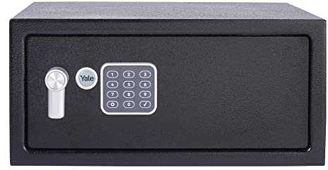 Yale YLV/200/DB1 Laptop Value Safe, Digital Keypad, 15 mm Steel Locking Bolts, Emergency Override Key, Wall And Floor Fixings, Black Finish, 23 Litre Capacity 20 x 43 x 35 cm