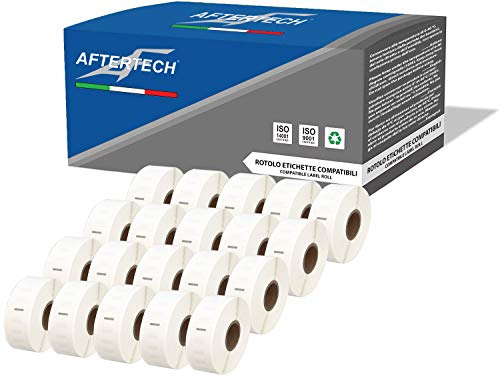 Aftertech 20x 11352 25 x 54 mm Rollen kompatible Klebeetiketten (500 Etiketten/Rolle = 10000 insgesamt) für Dymo LabelWriter Seiko SLP Etikettiermaschinen Drucker S0722520 20x11352