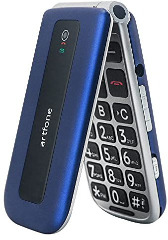 artfone Seniorenhandy ohne Vertrag, Klapphandy Mobiltelefon mit Großen Tasten, Rentner Handy mit 2,4 Zoll Farbdisplay, Dual SIM, SOS Notruftaste, Taschenlampe, 1000 mAh Akku, 2G GSM, Blau