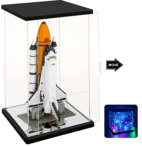 NONEMEY Vitrine pour Collection en Acrylique avec Guirlande Lumineuse – Boîte Vitrine Anti-Poussière pour Figurines, Modèles(Noir, 25x25x35 cm)